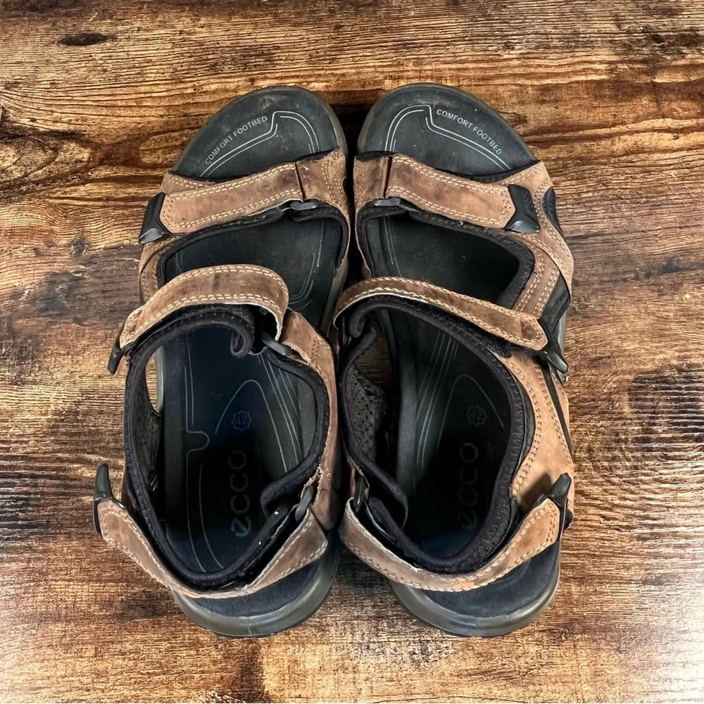 Ecco‎ Sandals Mens Hiking Walking Outdoors Brown Adjustable EU42 US 8/8.5